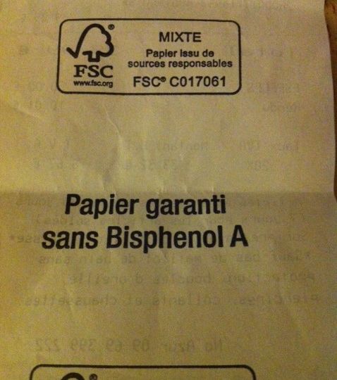 Ticket sans bisphénol A